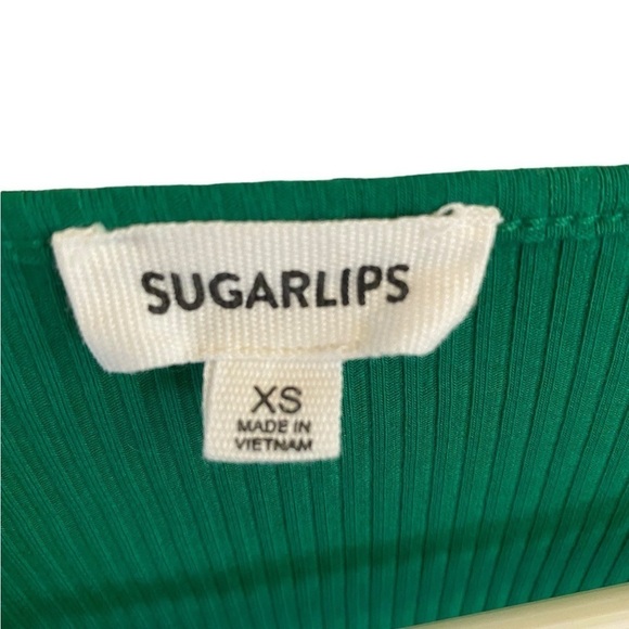 sugar lips green ribbed jersey knit cut out  midi dress body con st patty’s day - Picture 8 of 9